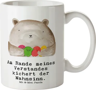 Produktbild von Mr. & Mrs. Panda Pott Bär Gefühl - Weiß - Geschenk, Durchgedreht, Teddy, Riesentasse, Große Teetasse, Verrückt, Wahnsinn, Tasse, weisse, Haferl