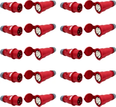Produktbild von CEE-Verteilerset 16A 400V – Stecker & Kupplung für Baustrom - 10 Paar