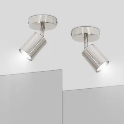 Immagine prodotto di Lampada da soffitto GU10, 2 luci, orientabile, finitura nichel, design moderno