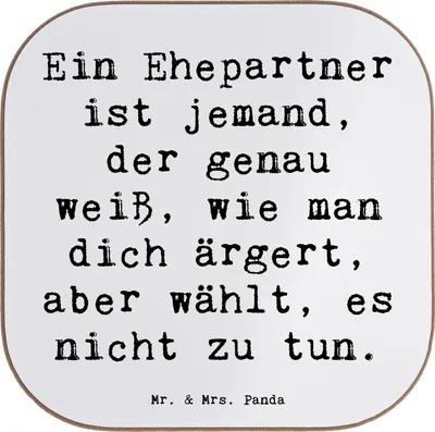 Produktbild von Mr. & Mrs. Panda Tassenuntersetzer Spruch Ehepartner Liebe - Weiß - Geschenk, Partnerschaft, gläseruntersetzer, Tischuntersetzer, Harmonie, Untersetzer Gläser, Respekt