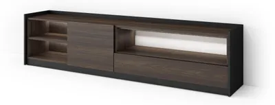 Immagine prodotto di Mobili TV effetto legno rovere scuro e nero 207x37x50cm con Led