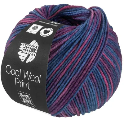 Immagine prodotto di Lana Grossa COOL WOOL PRINT 50 g di filato per maglieria di facile manutenzione in Lana extrafine 160 m colore 837 - tortora/prugna/rosso viola