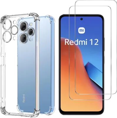 Image de Housse antichoc pour Xiaomi Redmi 12 4G et 2 protections d'écran en verre trempé Phonillico®