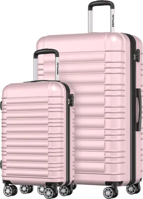 Produktbild von TRVLMORE Kofferset 2-teilig, 38L Handgepäck + 110L Aufgabegepäck, leichter Hartschalen-Trolley-Koffer mit Zahlenschloss, Roségold – Reisekoffer-Set mit 360-Grad-Rollen, stapelbar