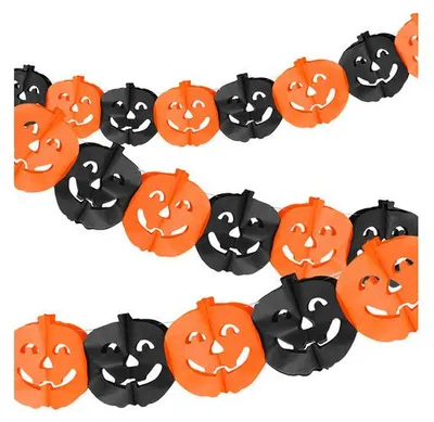 Immagine prodotto di Glimz 28263, ghirlanda di carta a tema Halloween con zucche, 3 metri, arancione e nero