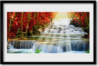 Produktbild von Bild 60x40 MDF-Rahmen Wandkunst Wald Wasserfall Natur