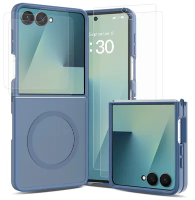 Produktbild von MagSafe Hülle + 2x Schutzglas + 2x Folie Blau für Samsung Galaxy Z Flip8 5G