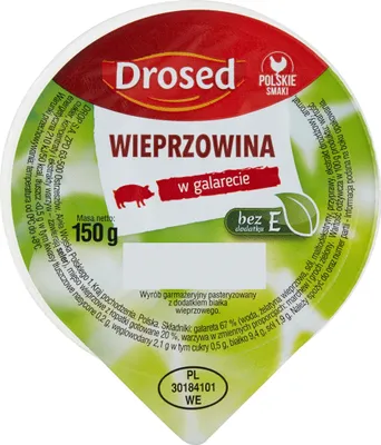 Zdjęcie produktu dla Wieprzowina w galarecie bez E 150 g DROSED