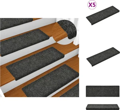 Produktbild von vidaXL Treppenmatten 5 Stk. Grau 65x21x4 cm Nadelvlies - Stufenteppiche