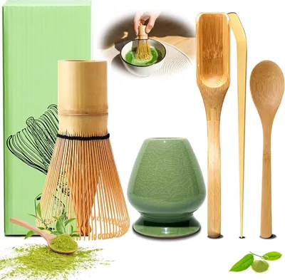 Produktbild von Komplettes Matcha-Tee-Set - 5-teiliges Set - Bambus und Keramik