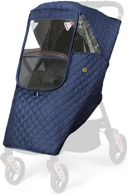 Produktbild von Kinderwagen Regenschutz – Universal Regenverdeck mit Sichtfenster – Winddicht – Winterabdeckung – Schnee- und Staubschutz – für Kinderwagen – Blau