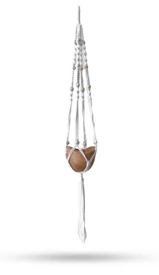 Image de Pot de fleurs en macramé avec perles - Naturel - 1 mètre