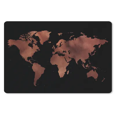 Produktbild von MuchoWow® Schreibtischunterlage Weltkarte - Schwarz - Rot 60x40 cm - XXL Mauspad - Großes Mauspad
