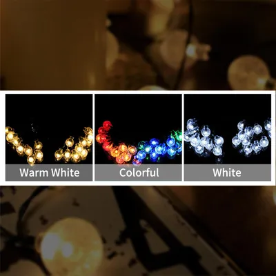 Produktbild von 50 LEDs Lichterkette, rund, birnenförmig, dekorativ, zum Aufhängen, wasserfest, Kupferdraht, für Garten, Terrasse, Landschaft, Hinterhof, Beleuchtung für Hochzeit, Party im Freien