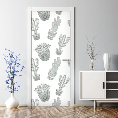 Produktbild von Dekorative Türaufkleber selbstklebend Klebefolie Dekorfolie Türtapete Mexikanischer Kaktus 85 x 200 cm