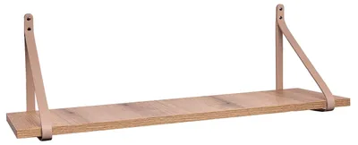 Produktbild von ABRATO® Wandregal Eiche Evoke Schweberegal mit Ledergurten 60x25x1,8 cm Beige