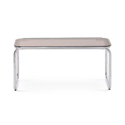 Produktbild von Couchtisch Retro 90cm Sicherheitsglas Braun und Chromgestell AMAYA