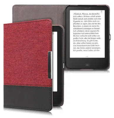 Produktbild von kwmobile Hülle kompatibel mit Tolino Shine 2 HD - Canvas eReader Schutzhülle Cover Case - Dunkelrot Schwarz