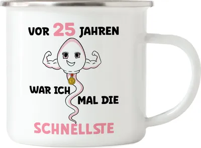Produktbild von Vor 25 Jahren War Ich Mal Die Schnellste Emaille Tasse 25. Geburtstag Happy Birthday Party Geburtstagstorte