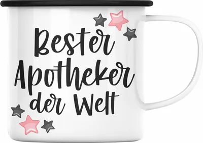 Produktbild von Trendation - Apotheker Geschenk Emaille Tasse Emaille Emaille Tasse Emaille Emaille Tasse Bester Apotheker Pharmazeut Arzneikundiger (Schwarz)