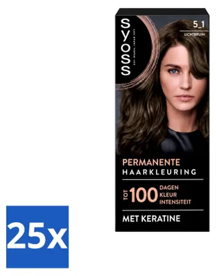 Produktbild von 25 x SYOSS Permanent Coloration 5-1 Lichtbruin - Permanente Haarkleuring - Vorteilspackung - 25 Stücke