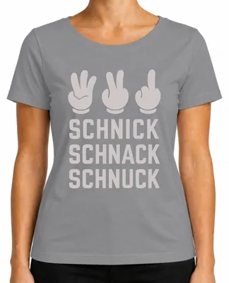 Imagen del producto de Camiseta para mujer, diseño "Schnick Schnack Schnuck", con motivos divertidos y estilo retro, color gris, talla M