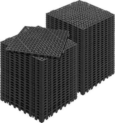 Zdjęcie produktu dla Płytki - czarne 55 sztuk - Płytki podłogowe drenażowe 30 x 30 cm - Płytki podłogowe PVC na taras zewnętrzny, łazienkę, toaletę