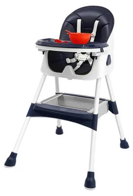 Produktbild von Baby-Hochstuhl - Kinderhochstuhl - Höhenverstellbar - Neigbare Rückenlehne - Fußstütze - Sicherheitsgurt - 1–2 Jahre - Blau