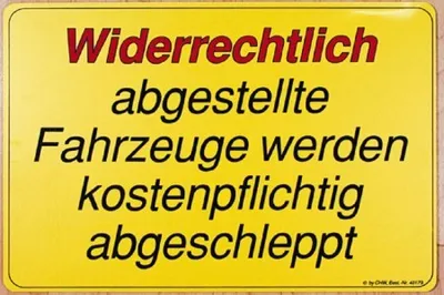 Produktbild von Parkschild - Widerrechtlich abgestellte Fahrzeuge... gelb - 308669 - 25cm x 40cm