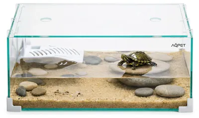 Schildkröten-Terrarium Glas, 40x24x17 cm, mit Insel