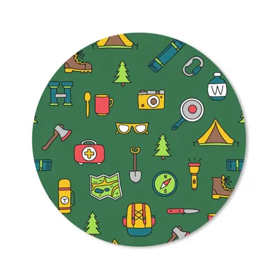 Produktbild von MuchoWow® Mauspad Mousepad Camping - Zelt - Axt - Rucksack 20x20 cm - Mousepads - Maus Mat - Pad - Mausunterlage - Schreibtischmatte