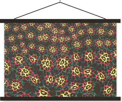 Produktbild von MuchoWow® Textilposter Leopard - Bunt - Design 60x40 cm mit schwarzem Rahmen - Hölzernes