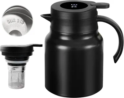 Produktbild von Thermoskan mit Teezeef, Temperaturanzeige, 1000 ml, für Kaffee und Tee