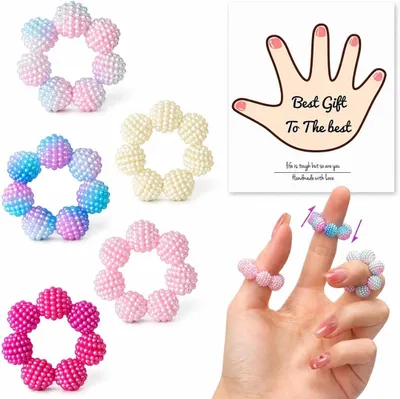 Productafbeelding van Stressvermindering voor volwassenen - Set van 5 - Ringen met stekelparels - Meerkleurig - Fidget toys