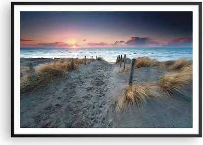 Produktbild von Gerahmtes Poster - Schwarzer Rahmen - Strand Sand Spaziergang - 100x70 cm - Wand Bild - Wanddeko - Wandbilder - Kunstposter - Wandposter - Bilderrahmen - Bilder - Kunstdruck - P2BAA100x70-4924