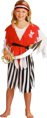 Immagine prodotto di Costume da pirata per bambini bucaniere nero-rosso-bianco - 122/134 (7-9 anni)