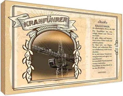 Produktbild von vianmo Holzschild 20x30 cm Kranführer 1 Beruf Arbeit