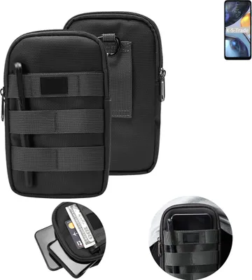Produktbild von K-S-Trade Holster Gürtel Tasche kompatibel mit Motorola Moto G22 Handy Tasche Schutz Hülle dunkel-grau viele Fächer, 1x