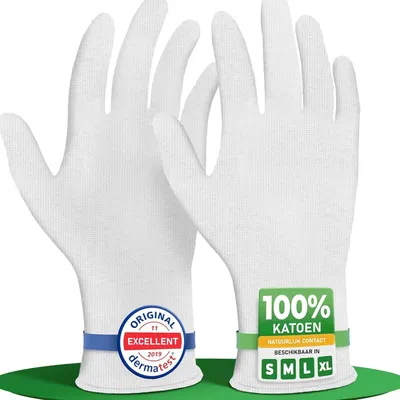 Imagen del producto de Guantes de algodón, transpirables, reutilizables, unisex, disponibles en diferentes tallas, para el cuidado de la piel