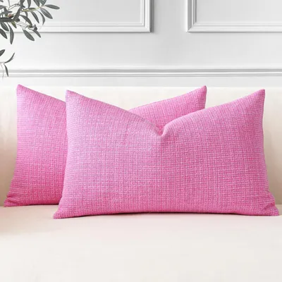 Immagine prodotto di Set di 2 federe in lino, 30x50 cm, rosa, per cuscini decorativi