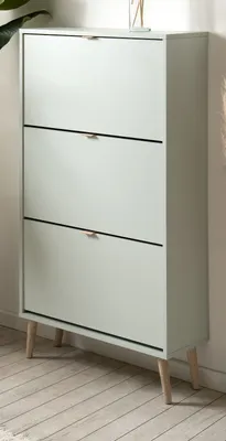 Produktbild von Schuhschrank "Aldan" Pastellgrün, Schuhkipper 70x125 cm 3 Klappen / 6 Fächer