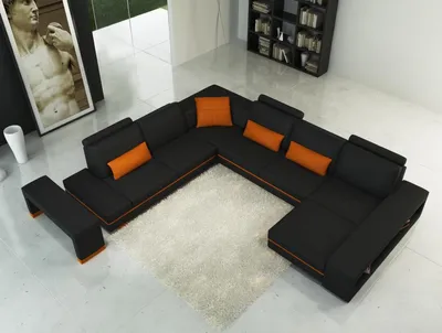 Produktbild von Ledersofa Couch Wohnlandschaft U-Form Design Modern Sofa Eck Sofas Design 5070