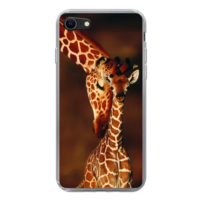 Produktbild von MuchoWow® Handyhülle Schutzhülle Hülle für iPhone 8 Giraffe - Kalb - Porträt Silikon Softcase Handy Hülle - Schutzhaube
