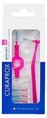 Image de Brosse à dents interdentaire Perio Plus 406 - 6,5 mm rose (support et recharge)