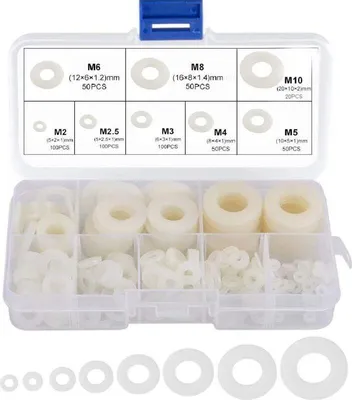 Obrázek produktu pro Nylonová podložka, plastová distanční podložka M2 M2.5 M3 M4 M5 M6 M8 M10, kulatá plochá podložka, 520 kusů