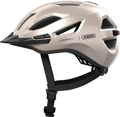 Immagine prodotto di ABUS Urban-I 4.0 city helmet - casco da bici con luce posteriore ricaricabile, 2 modalità di illuminazione, visiera, apertura a codino e chiusura magnetica - per adolescenti, donne e uomini - taglia M, beige