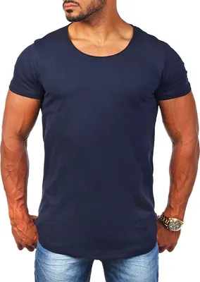 Produktbild von Young & Rich Herren Uni T-Shirt mit tiefem Rundhals Ausschnitt einfarbig körperbetontes Basic Tee Vintage Look 1702