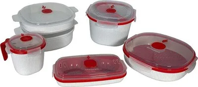 Produktbild von Famanu Mikrowellenbehälter Set 5-teilig - 4 l, 2 l, Eier- und Omelettkocher, Becher, Lebensmittelbehälter
