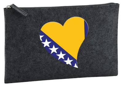 Produktbild von Huuraa Kulturbeutel Bosnien und Herzegowina Flagge Herz 1 Liter Charcoal Filz Kosmetiktasche Geschenkidee