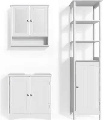 Immagine prodotto di Set mobili bagno Vicco Bianco Bianco 3 parti, con colonna, Model 31158